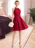 Holly A-Line Scoop Neck Knee-Length Chiffon Bridesmaid Dress With Ruffle Bow(s) UKP0013189