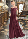 Averi A-Line Off-the-Shoulder Floor-Length Chiffon Bridesmaid Dress With Ruffle UKP0013190