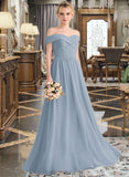 Averi A-Line Off-the-Shoulder Floor-Length Chiffon Bridesmaid Dress With Ruffle UKP0013190