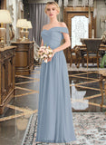 Averi A-Line Off-the-Shoulder Floor-Length Chiffon Bridesmaid Dress With Ruffle UKP0013190