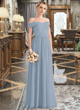 Averi A-Line Off-the-Shoulder Floor-Length Chiffon Bridesmaid Dress With Ruffle UKP0013190