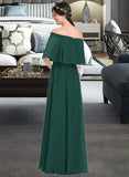 Ida A-Line Off-the-Shoulder Floor-Length Chiffon Bridesmaid Dress With Split Front UKP0013192