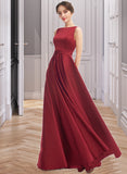 Mikayla A-Line Scoop Neck Floor-Length Bridesmaid Dress UKP0013198