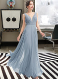 Kaylee A-Line V-neck Floor-Length Bridesmaid Dress UKP0013199