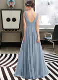 Kaylee A-Line V-neck Floor-Length Bridesmaid Dress UKP0013199