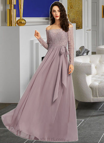 Leilani A-Line Off-the-Shoulder Floor-Length Bridesmaid Dress UKP0013200