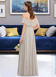 Kassandra A-Line Off-the-Shoulder Floor-Length Chiffon Bridesmaid Dress UKP0013202