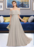 Kassandra A-Line Off-the-Shoulder Floor-Length Chiffon Bridesmaid Dress UKP0013202