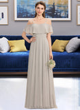 Kassandra A-Line Off-the-Shoulder Floor-Length Chiffon Bridesmaid Dress UKP0013202