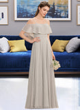 Kassandra A-Line Off-the-Shoulder Floor-Length Chiffon Bridesmaid Dress UKP0013202