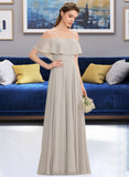 Kassandra A-Line Off-the-Shoulder Floor-Length Chiffon Bridesmaid Dress UKP0013202