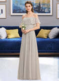 Kassandra A-Line Off-the-Shoulder Floor-Length Chiffon Bridesmaid Dress UKP0013202