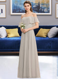 Kassandra A-Line Off-the-Shoulder Floor-Length Chiffon Bridesmaid Dress UKP0013202