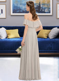 Kassandra A-Line Off-the-Shoulder Floor-Length Chiffon Bridesmaid Dress UKP0013202