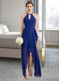 Eden A-Line Scoop Neck Asymmetrical Chiffon Bridesmaid Dress With Cascading Ruffles UKP0013210