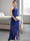 Eden A-Line Scoop Neck Asymmetrical Chiffon Bridesmaid Dress With Cascading Ruffles UKP0013210