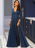 Katie A-LineV-neckFloor-LengthBridesmaidDress#254178 UKP0013215