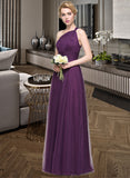 Maribel A-Line One-Shoulder Floor-Length Tulle Bridesmaid Dress With Ruffle UKP0013216