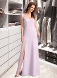 Maddison A-Line Square Neckline Floor-Length Bridesmaid Dress With Ruffle UKP0013220