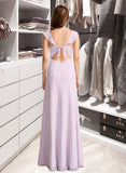 Maddison A-Line Square Neckline Floor-Length Bridesmaid Dress With Ruffle UKP0013220