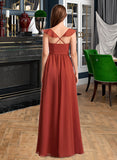 Kayden A-Line V-neck Floor-Length Bridesmaid Dress With Ruffle UKP0013221