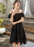 Karissa A-Line Off-the-Shoulder Asymmetrical Chiffon Bridesmaid Dress With Cascading Ruffles UKP0013224