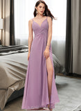 Aubrie A-Line Sweetheart Floor-Length Chiffon Bridesmaid Dress UKP0013225