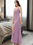 Aubrie A-Line Sweetheart Floor-Length Chiffon Bridesmaid Dress UKP0013225