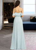 Keyla A-Line Off-the-Shoulder Floor-Length Bridesmaid Dress With Split Front UKP0013231