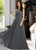 Kiara A-Line Halter Floor-Length Chiffon Bridesmaid Dress With Ruffle Beading Sequins UKP0013232