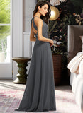 Kiara A-Line Halter Floor-Length Chiffon Bridesmaid Dress With Ruffle Beading Sequins UKP0013232