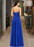 Alula A-Line V-neck Floor-Length Bridesmaid Dress With Ruffle UKP0013233