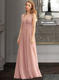 Laci A-LineV-neckFloor-LengthChiffonBridesmaidDressWithSplitFront#251361 UKP0013235