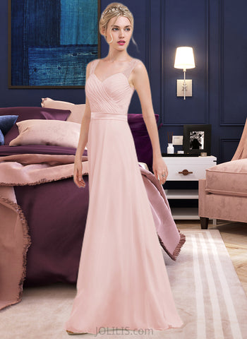 Jacey A-Line/Princess Sweetheart Floor-Length Chiffon Bridesmaid Dress With Ruffle UKP0013239