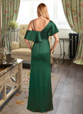 Lyla Sheath/Column V-neck Floor-Length Bridesmaid Dress With Split Front UKP0013241