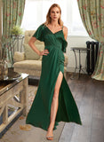 Lyla Sheath/Column V-neck Floor-Length Bridesmaid Dress With Split Front UKP0013241