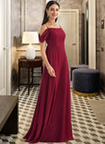 Miriam A-Line Square Neckline Floor-Length Bridesmaid Dress With Bow(s) UKP0013242