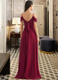 Miriam A-Line Square Neckline Floor-Length Bridesmaid Dress With Bow(s) UKP0013242