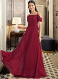 Miriam A-Line Square Neckline Floor-Length Bridesmaid Dress With Bow(s) UKP0013242