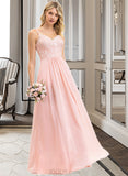 Kamila A-Line Sweetheart Floor-Length Chiffon Lace Bridesmaid Dress UKP0013248