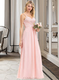 Kamila A-Line Sweetheart Floor-Length Chiffon Lace Bridesmaid Dress UKP0013248