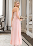 Kamila A-Line Sweetheart Floor-Length Chiffon Lace Bridesmaid Dress UKP0013248