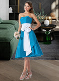 Desiree A-Line Sweetheart Knee-Length Taffeta Bridesmaid Dress With Sash Bow(s) UKP0013253