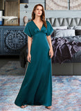 Alyvia A-Line V-neck Floor-Length Bridesmaid Dress UKP0013255