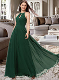 Keely A-Line Scoop Neck Floor-Length Chiffon Bridesmaid Dress UKP0013257