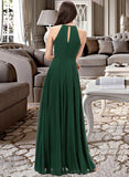 Keely A-Line Scoop Neck Floor-Length Chiffon Bridesmaid Dress UKP0013257