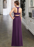 Jazmin A-Line Scoop Neck Floor-Length Chiffon Bridesmaid Dress With Split Front UKP0013260