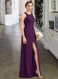 Jazmin A-Line Scoop Neck Floor-Length Chiffon Bridesmaid Dress With Split Front UKP0013260