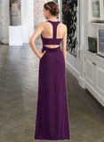 Jazmin A-Line Scoop Neck Floor-Length Chiffon Bridesmaid Dress With Split Front UKP0013260