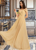 Joanna A-Line V-neck Floor-Length Bridesmaid Dress UKP0013265